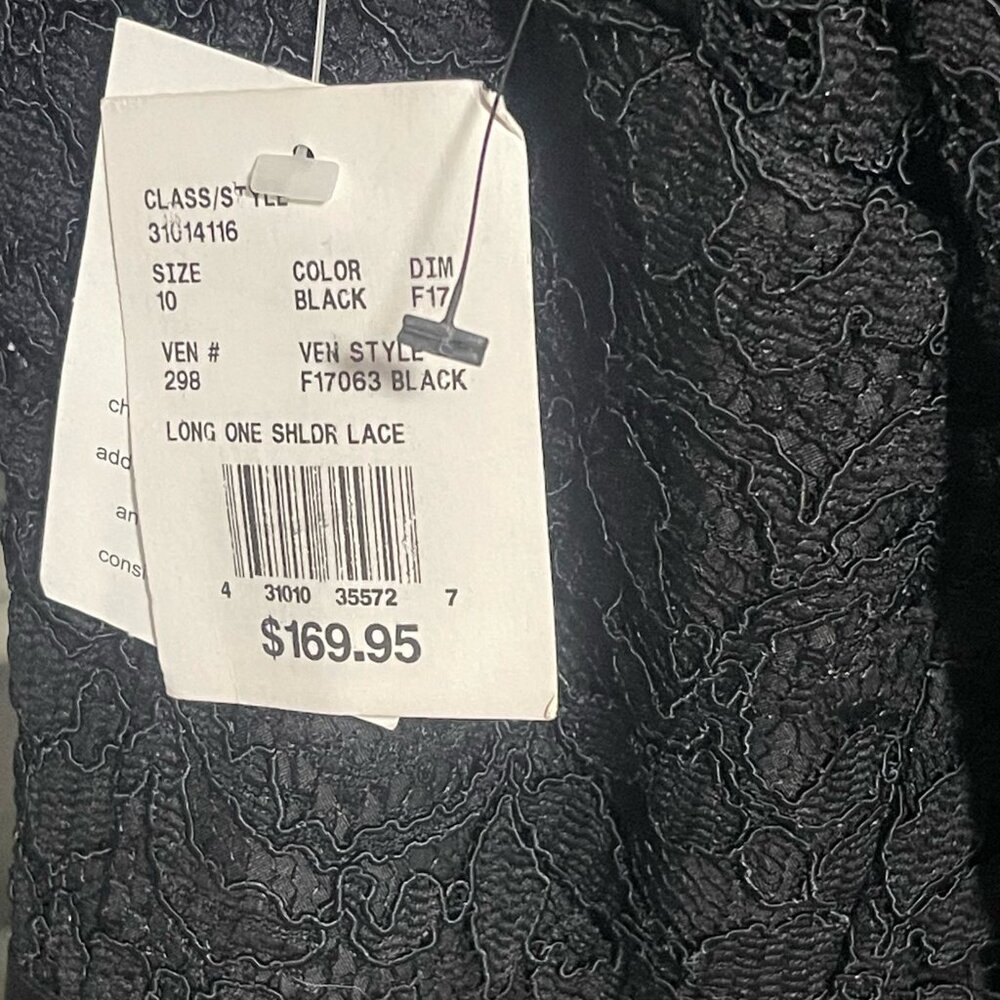 David’s Bridal One Shoulder Long Lace Dress Black Size 10 NWT - Picture 6 of 9